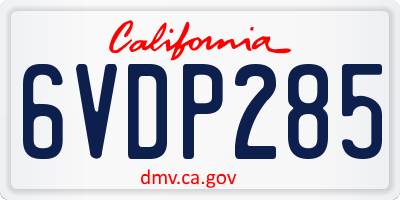 CA license plate 6VDP285