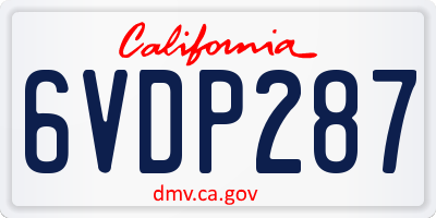 CA license plate 6VDP287