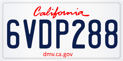 CA license plate 6VDP288