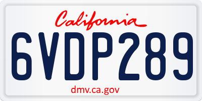CA license plate 6VDP289