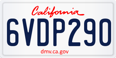 CA license plate 6VDP290