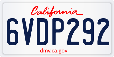 CA license plate 6VDP292