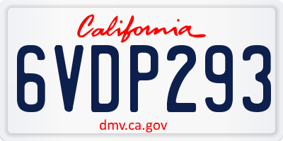 CA license plate 6VDP293