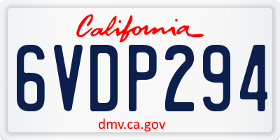 CA license plate 6VDP294