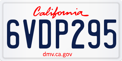 CA license plate 6VDP295