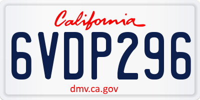 CA license plate 6VDP296