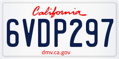 CA license plate 6VDP297