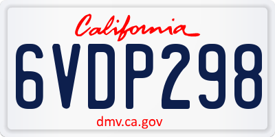 CA license plate 6VDP298