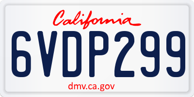 CA license plate 6VDP299