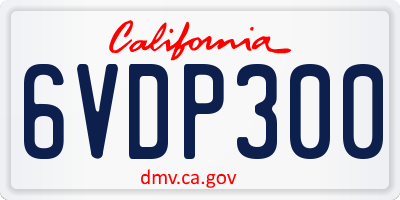 CA license plate 6VDP300