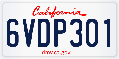CA license plate 6VDP301