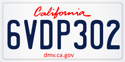 CA license plate 6VDP302