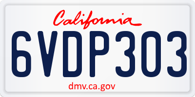 CA license plate 6VDP303