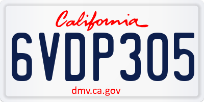 CA license plate 6VDP305