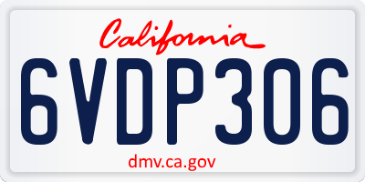 CA license plate 6VDP306