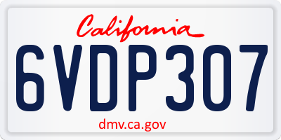 CA license plate 6VDP307