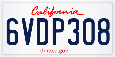 CA license plate 6VDP308