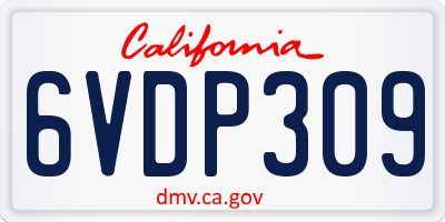 CA license plate 6VDP309