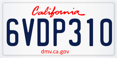 CA license plate 6VDP310