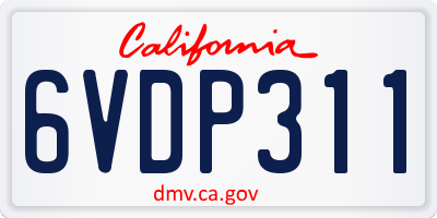 CA license plate 6VDP311