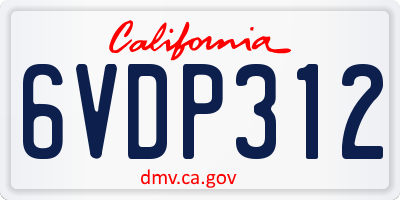 CA license plate 6VDP312