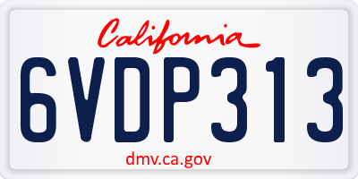 CA license plate 6VDP313