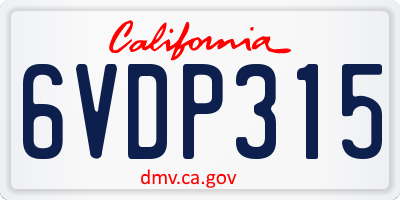 CA license plate 6VDP315