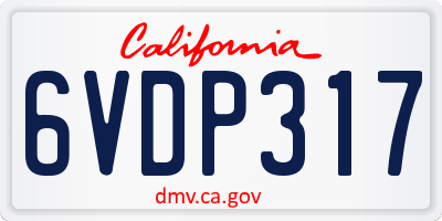 CA license plate 6VDP317