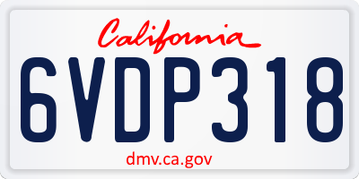 CA license plate 6VDP318