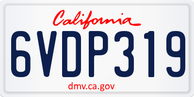 CA license plate 6VDP319
