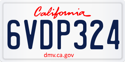 CA license plate 6VDP324