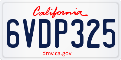 CA license plate 6VDP325