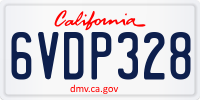 CA license plate 6VDP328