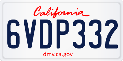 CA license plate 6VDP332