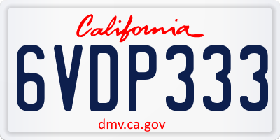 CA license plate 6VDP333