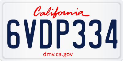 CA license plate 6VDP334
