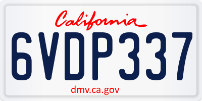 CA license plate 6VDP337
