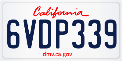 CA license plate 6VDP339