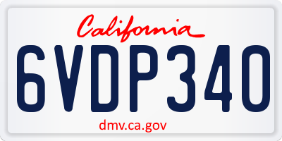 CA license plate 6VDP340