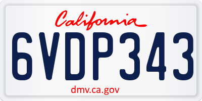 CA license plate 6VDP343