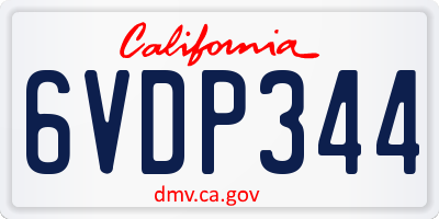 CA license plate 6VDP344