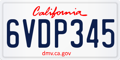 CA license plate 6VDP345