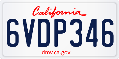CA license plate 6VDP346