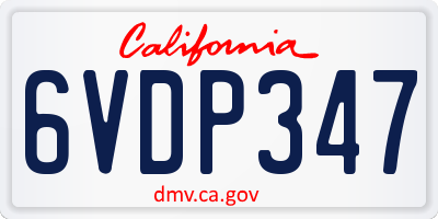 CA license plate 6VDP347