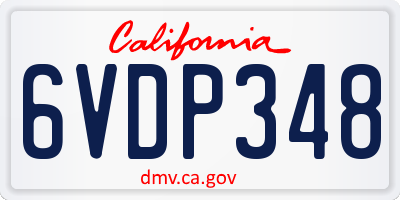 CA license plate 6VDP348