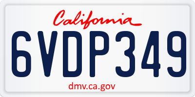 CA license plate 6VDP349