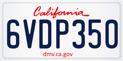 CA license plate 6VDP350