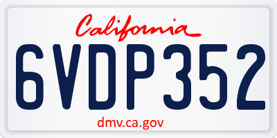 CA license plate 6VDP352