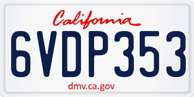 CA license plate 6VDP353