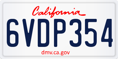 CA license plate 6VDP354